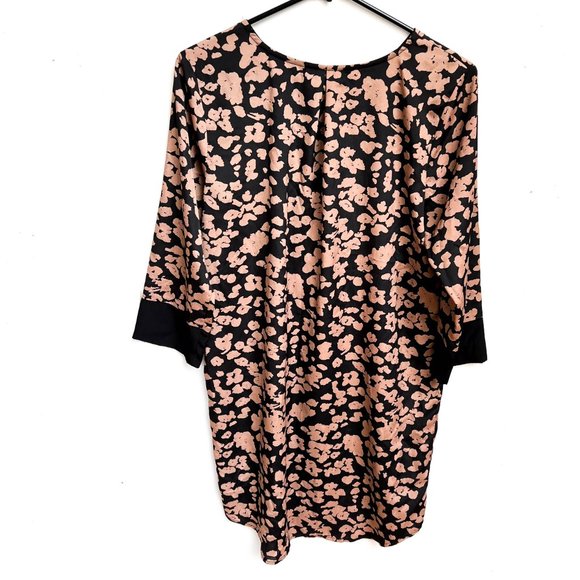 boutique black + tan shift dress w/high neckline & 3/4 sleeves size S - Picture 6 of 7